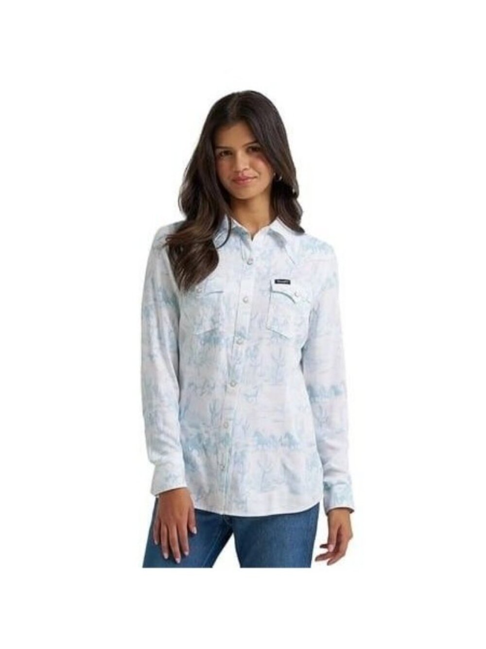 Wrangler Retro Women's Long Sleeve Horse Print Snap Western Shirt 112375191